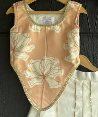 Pink off white printed cotton silk co ord set 3
