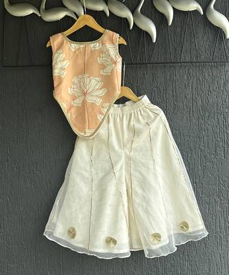 Pink off white printed cotton silk co ord set 4
