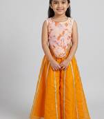 Pink orange printed cotton silk co ord set