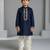 Blue embroidered velvet kurta set