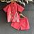 deep pink embroidered cotton slub co ord set