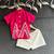 Deep pink embroidered cotton slub co ord set