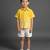 Yellow embroidered cotton slub co ord set