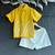 Yellow embroidered cotton slub co ord set