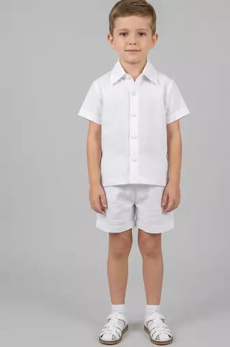 White cotton slub co ord set