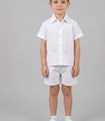 White cotton slub co ord set