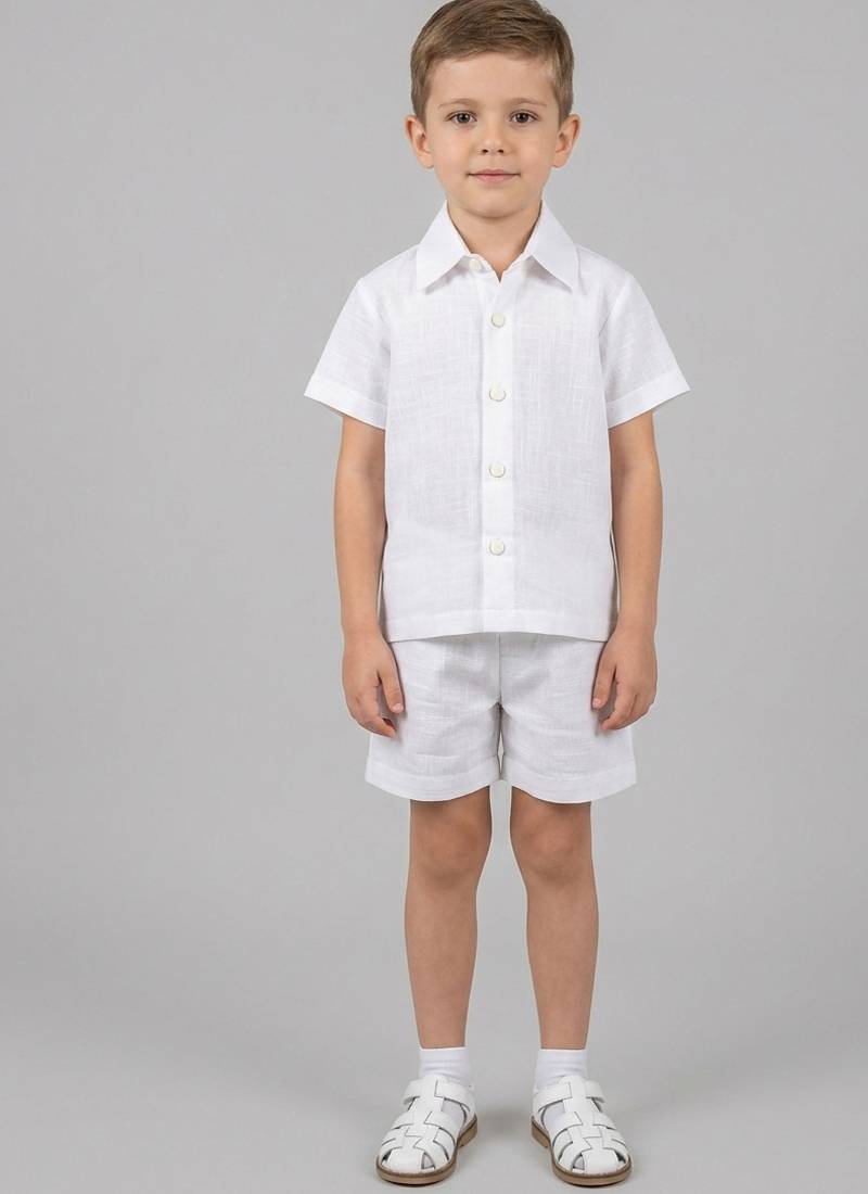 White cotton slub co ord set