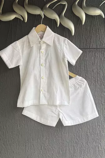 White cotton slub co ord set