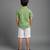 Green Off white printed cotton slub co ord set
