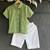 Green Off white printed cotton slub co ord set