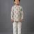 Grey off white printed cotton silk kurta set