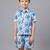 Blue off white printed cotton slub co ord set