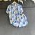 Blue off white printed cotton slub co ord set