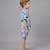 Blue off white printed cotton slub co ord set