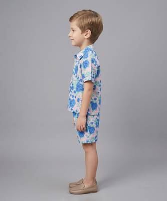 Blue off white printed cotton slub co ord set 5