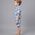 Blue off white printed cotton slub co ord set