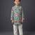 Purple printed cotton silk kurta set