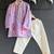 Lilac floral printed cotton silk kurta set