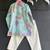 Blue floral printed cotton silk kurta set