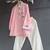 Pink printed cotton silk kurta set