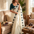 Teal Color Beautiful Aplic work with sequins  Embroidery Work Silk Blend Saree