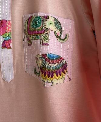 Pink printed cotton silk kurta set 4