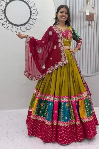 Navratri Special Gamathi Work Lehenga choli