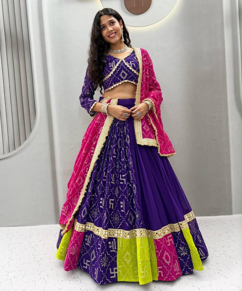 Navratri Special Gamathi Work Lehenga choli