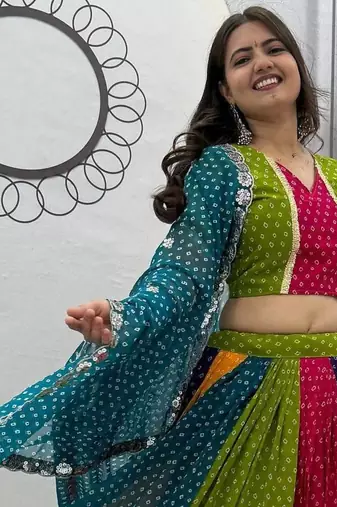 Navratri Special Gamathi Work Lehenga choli
