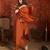 Elegant orange roman embroidered kurti pant set