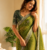 Parrot Green Color Sequance and Zari Embroidery Work Satin Saree