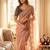 Peach Color Sequance and Zari Embroidery Work Satin Saree