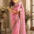 Pink Color Sequance and Zari Embroidery Work Satin Saree