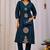Elegant teal blue premium dabu cotton kurti pant set