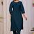 Elegant teal blue premium dabu cotton kurti pant set