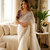 White Color Sequance and Zari Embroidery Work Satin Saree