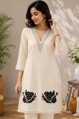 Fawn embellished kurti set 1