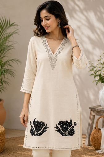 Fawn embellished kurti set