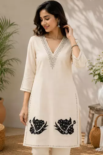 Fawn embellished kurti set