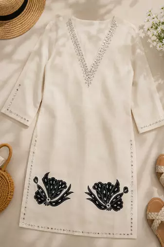 Fawn embellished kurti set