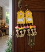 handmade cow design lotus mdf door hanging traditional festive decoration pack of 2
