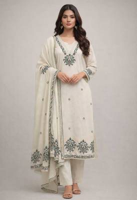 Fawn printed kurta set with dupatta 1
