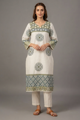 Off-white printed kurta set 1