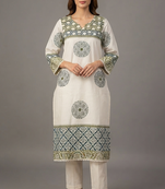 Off-white printed kurta set