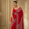 Red Color Beautiful Ajarakh print with Real mirror work and beautiful tussle Silk Blend Saree