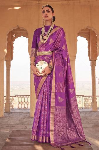 purple-2  colour printed soft silk blend fancy saree with blouse