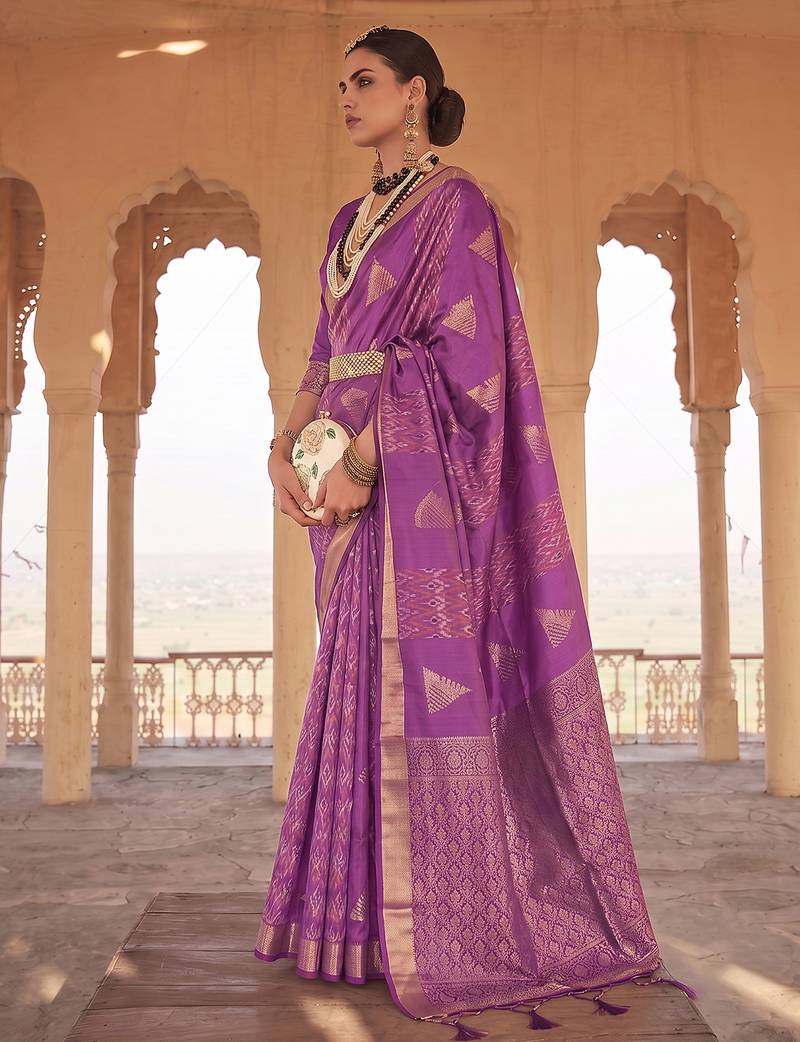 purple-2  colour printed soft silk blend fancy saree with blouse
