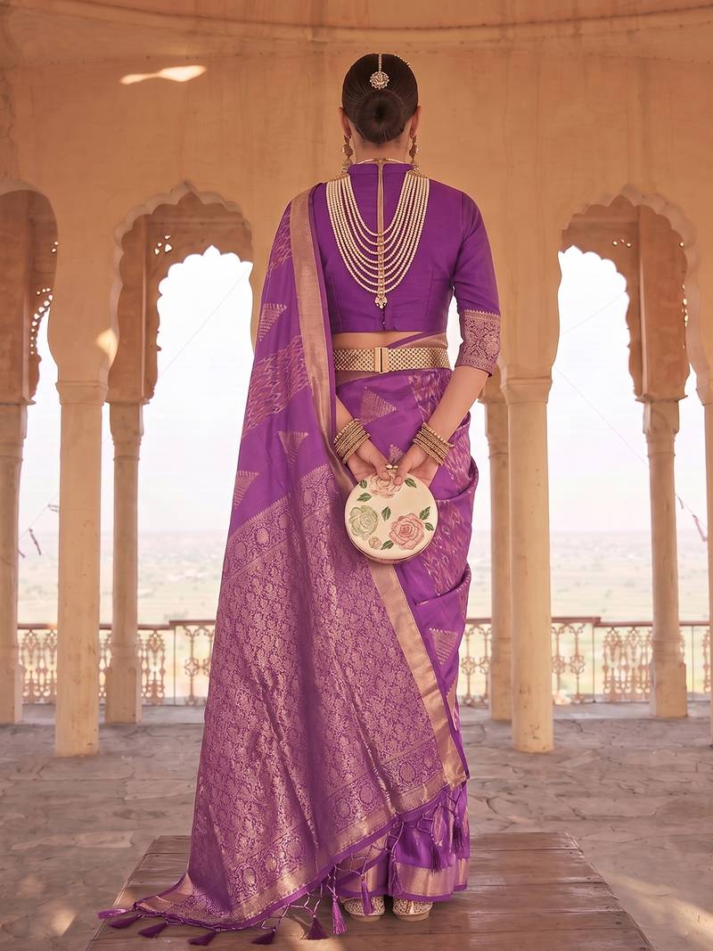 purple-2  colour printed soft silk blend fancy saree with blouse