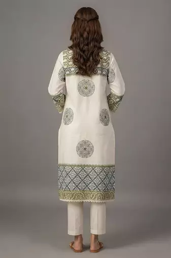 Off-white printed kurta set