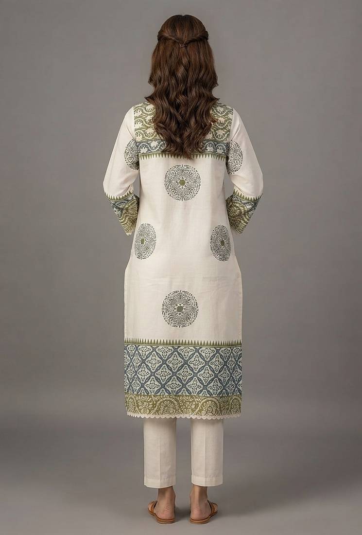 Off-white printed kurta set